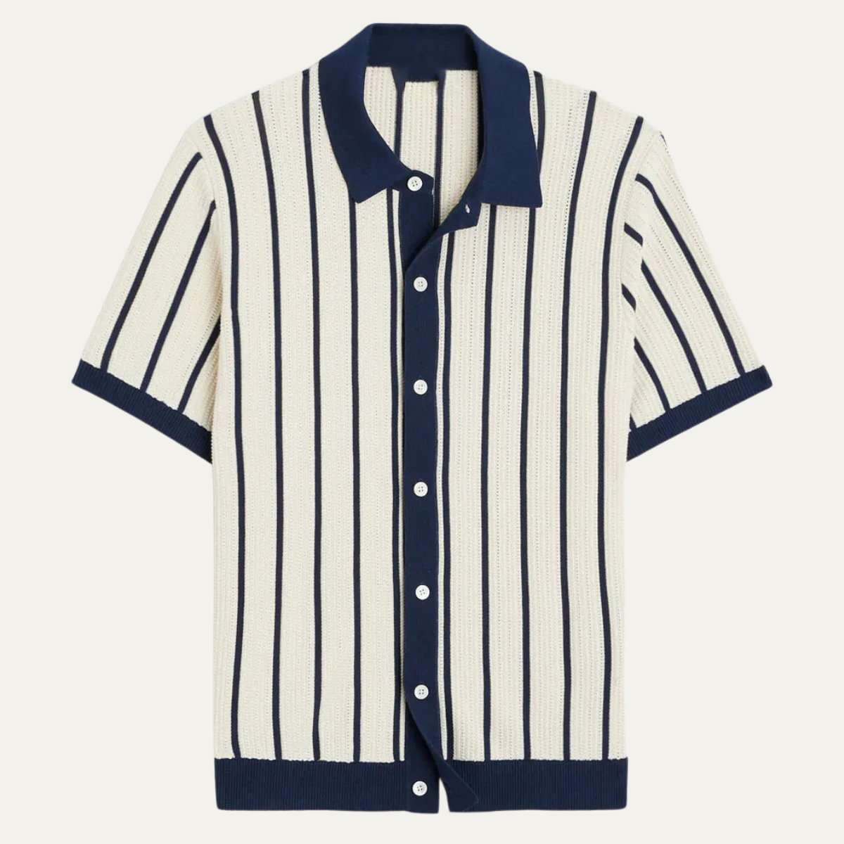 The Sassicaia Men’s Striped Knit Button-Up Cardigan Polo Shirt