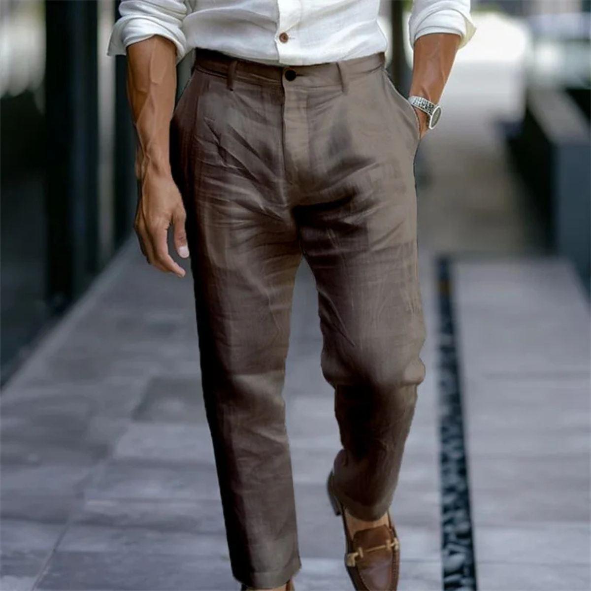 The Silverwood Men’s Casual Linen Dress Pants – Slim Fit