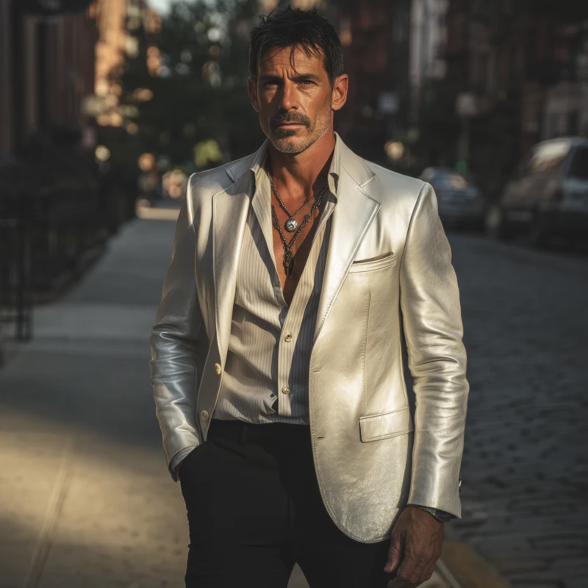 The Monaco Men’s Silver Metallic Luxury Blazer