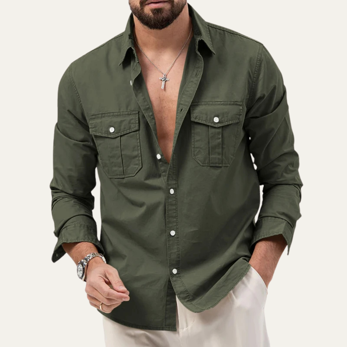 The Brookwater Men’s Retro Solid Button Up Shirt