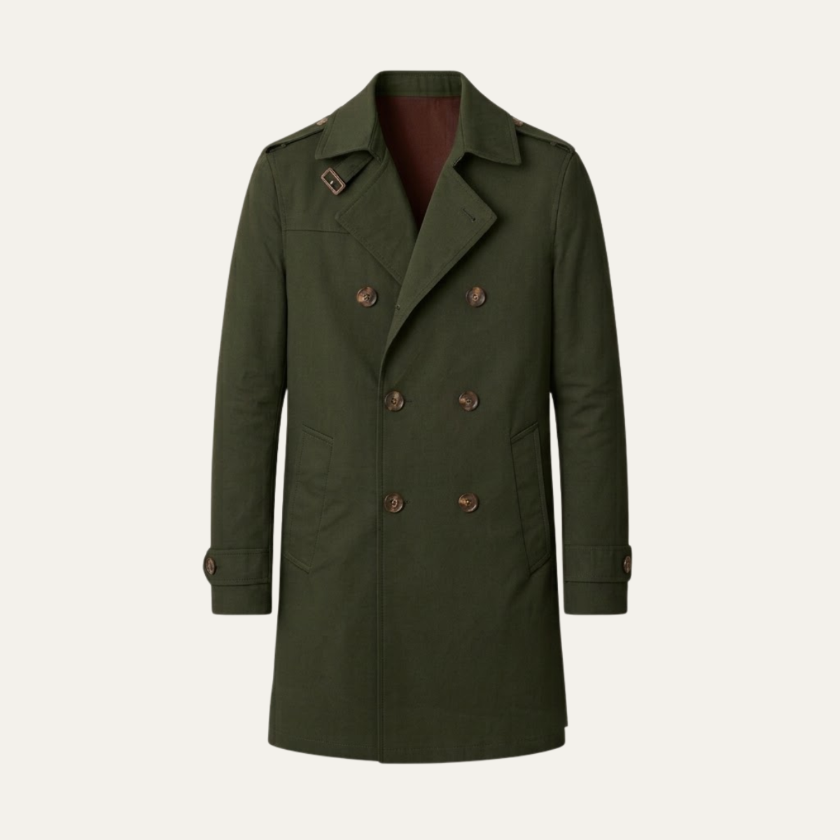 Men's Trench Coat Beige Single Breasted Notched Collar