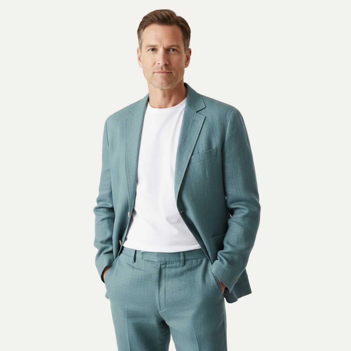The Elmstead Men’s Men’s olid Color Casual Linen Blazer