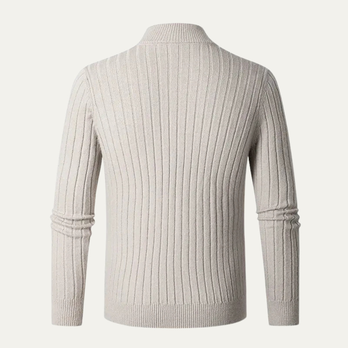 The Favignana Men's Knitted Stand Collar Ribbed Half Zip Sweater