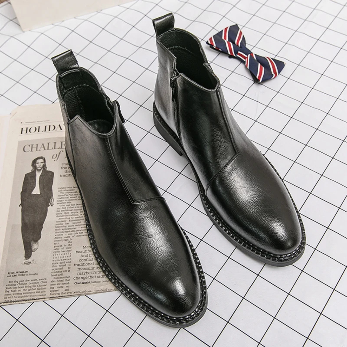 The Etna Rosso Men’s Classic Genuine Leather Ankle Shoes