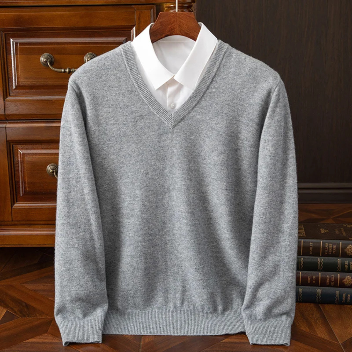 The Linfield Men's Soft Warm Knit V Neck Sweater