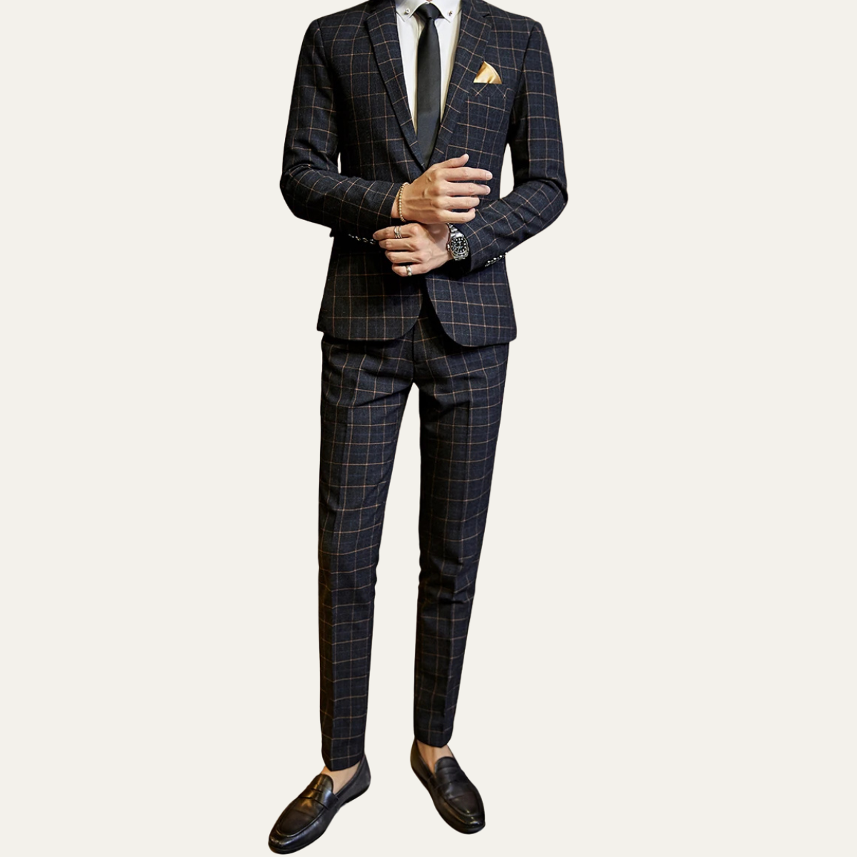The Padova Men’s Plaid 3 Piece Suit – Slim Fit Blazer Vest and Pants
