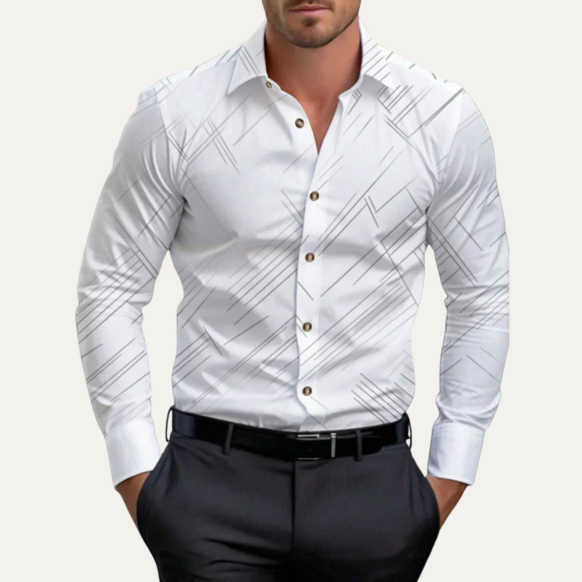 The Soverato Men’s Geometric Print Slim Fit Casual Shirt