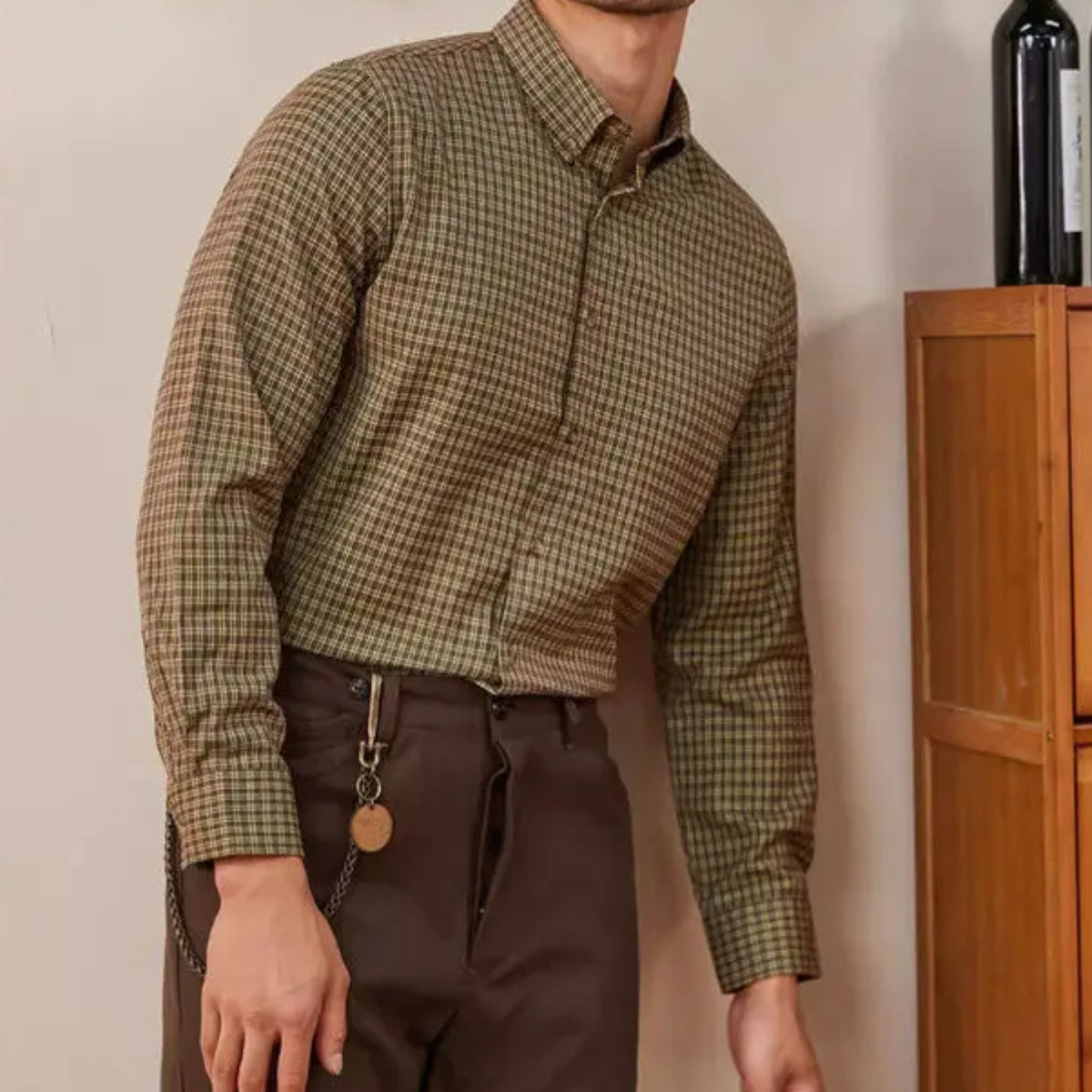 The Monza Men’s Vintage Checkered Casual Dress Shirt