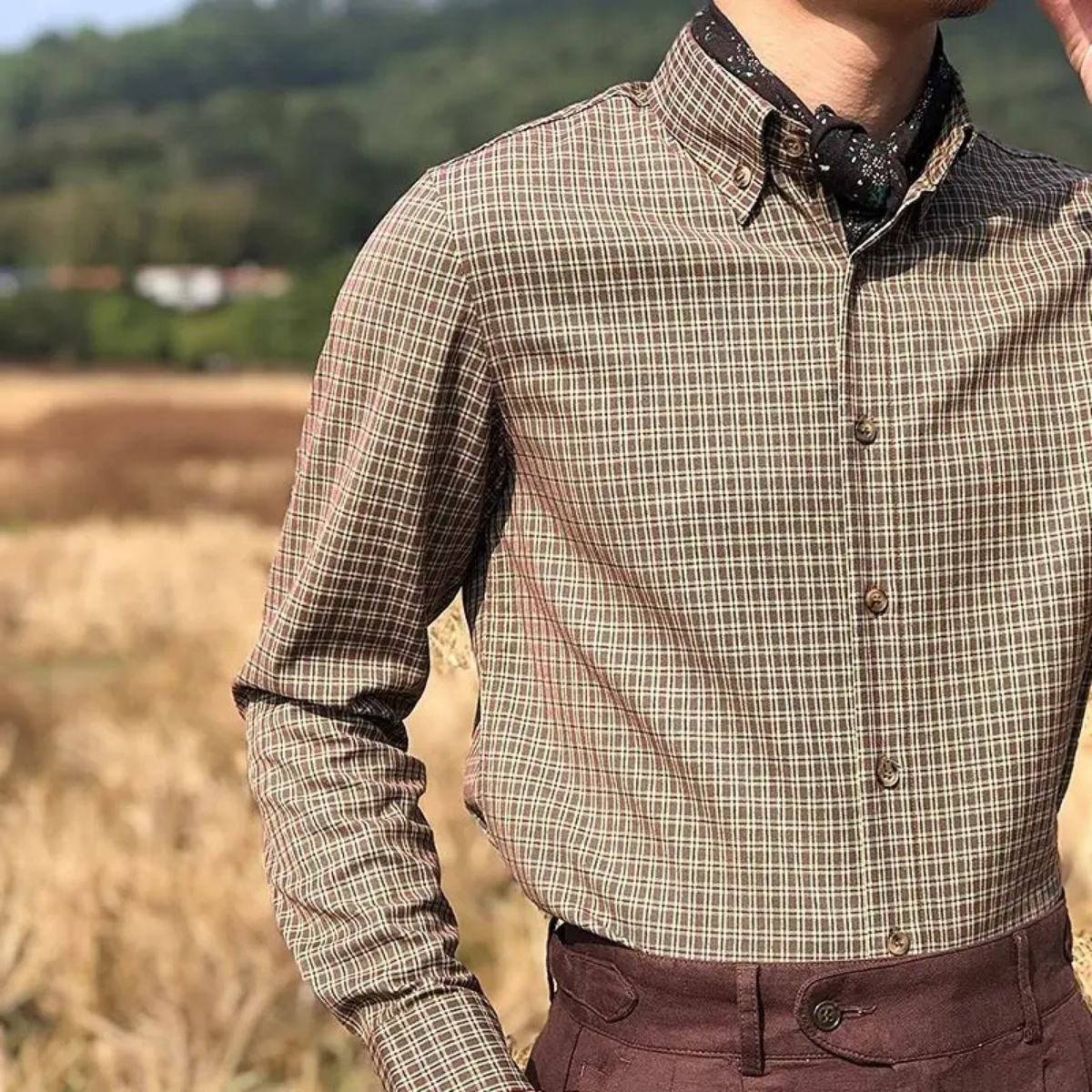 The Monza Men’s Vintage Checkered Casual Dress Shirt
