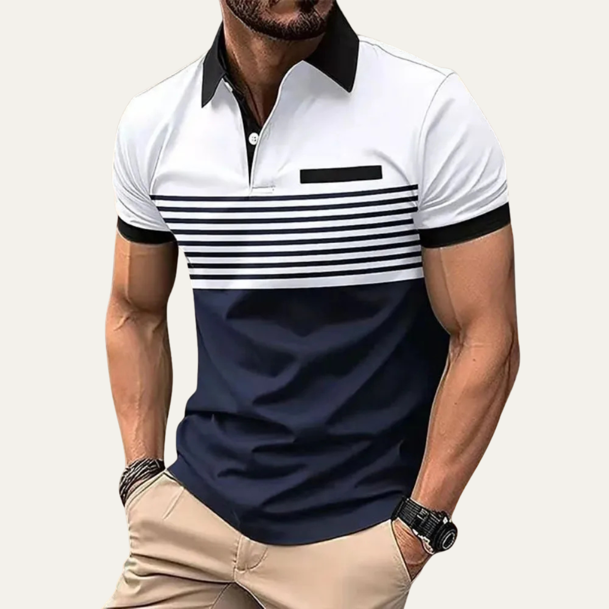 The Trento Men’s Casual Slim Fit Striped Polo Shirt