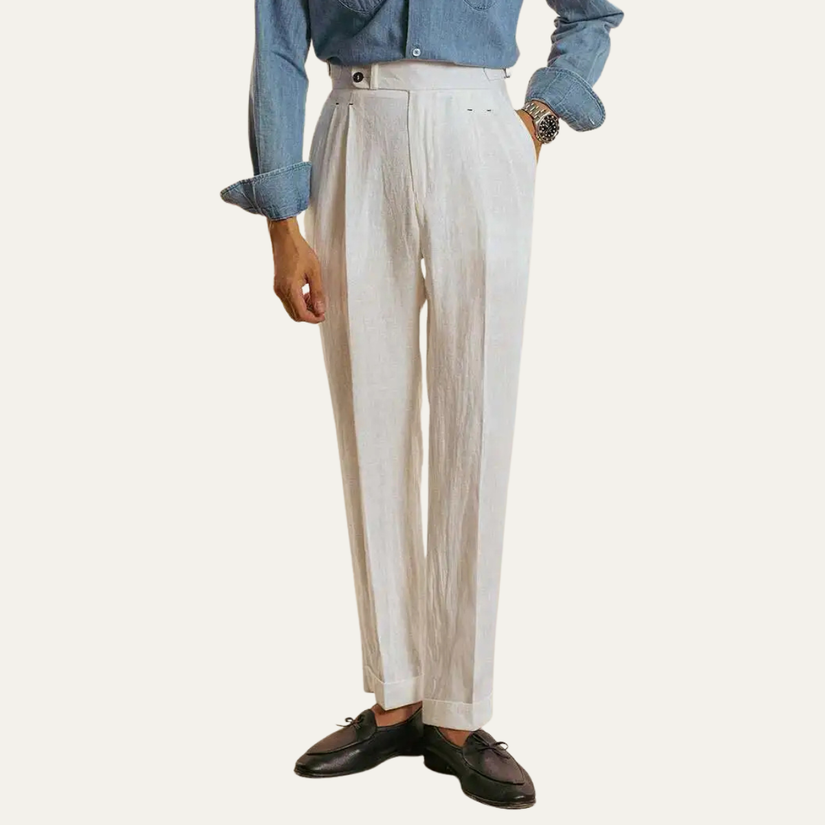 The Brianza Men’s Vintage High Waist Linen Dress Pants