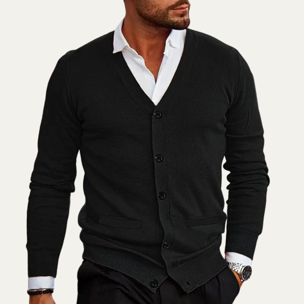 Men’s V Neck Slim Fit Knit Cardigan