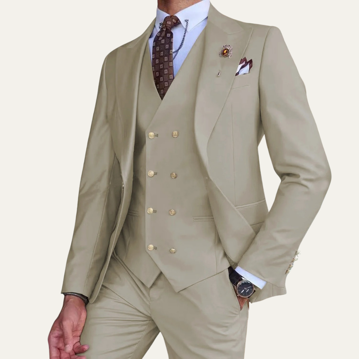 The Mantova Men’s Luxury 3 Piece Suit – Blazer Vest and Pants Formal Suit