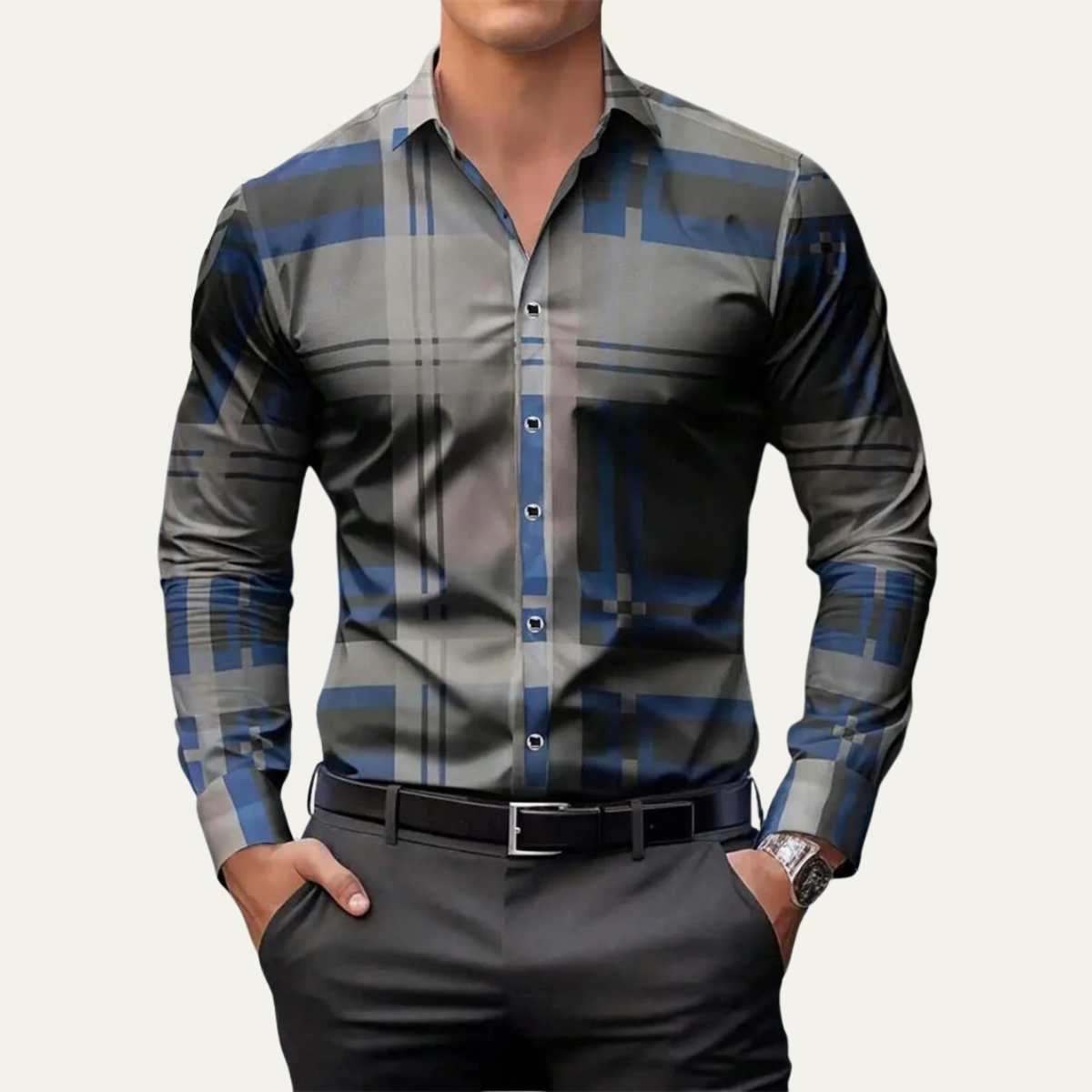 The Livorno Men’s Western Style Shirt Cowboy Print Trendy Shirt