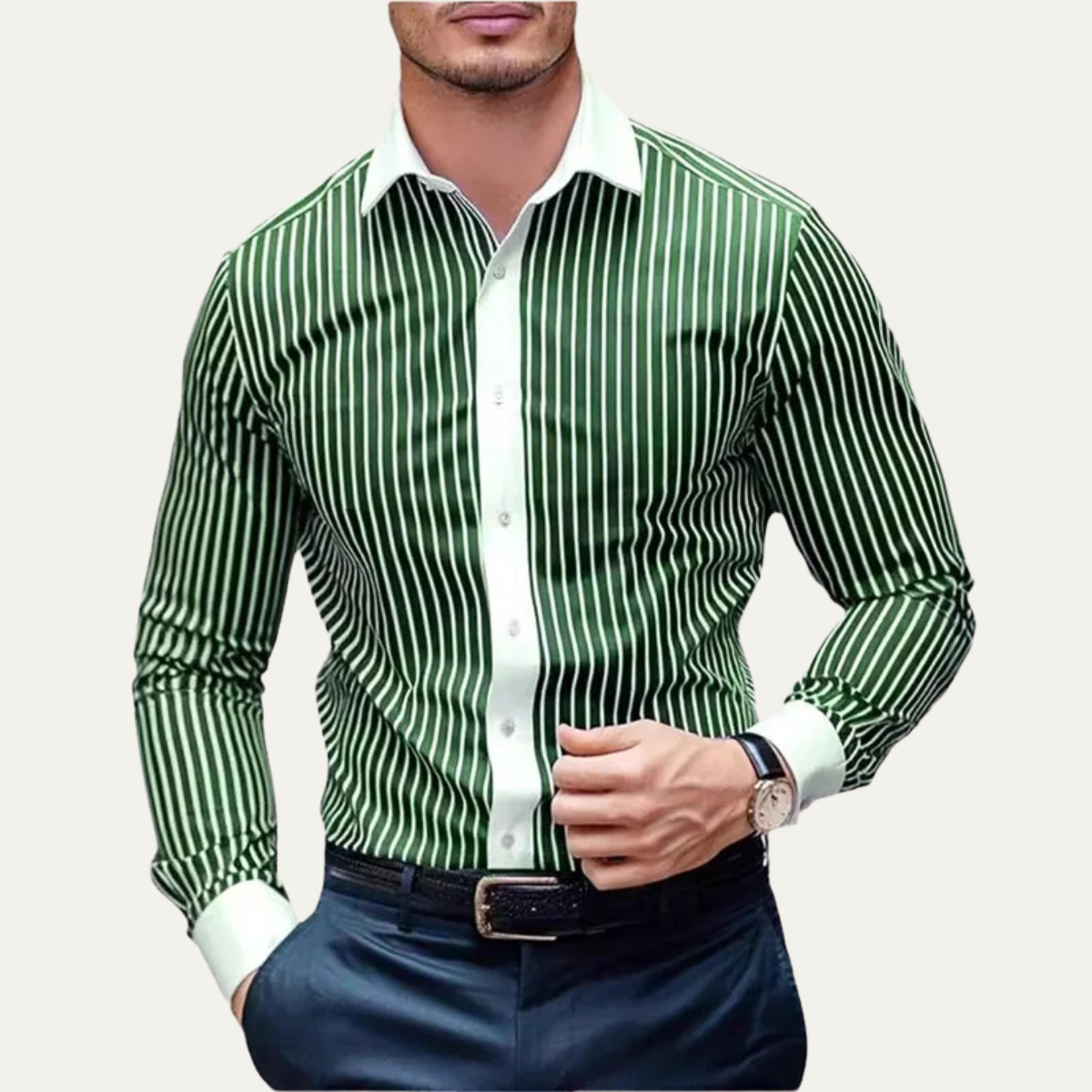 The Harwood Men’s Multicolor Vertical Stripe Casual Shirt