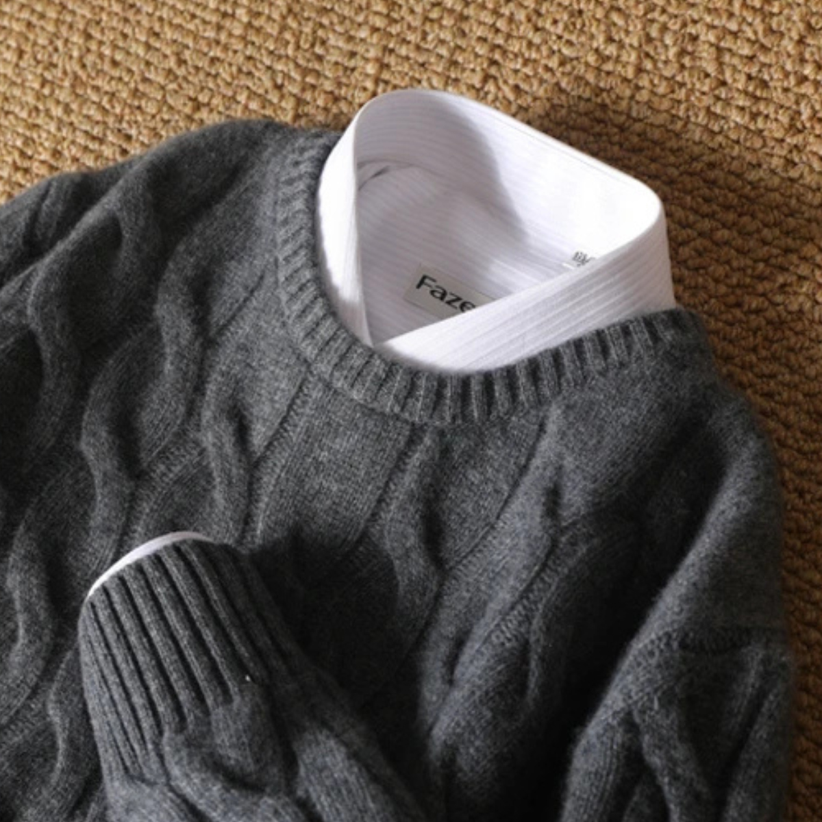 The Brookcrest Men's Warm Winter Cable Knit Crewneck Sweater
