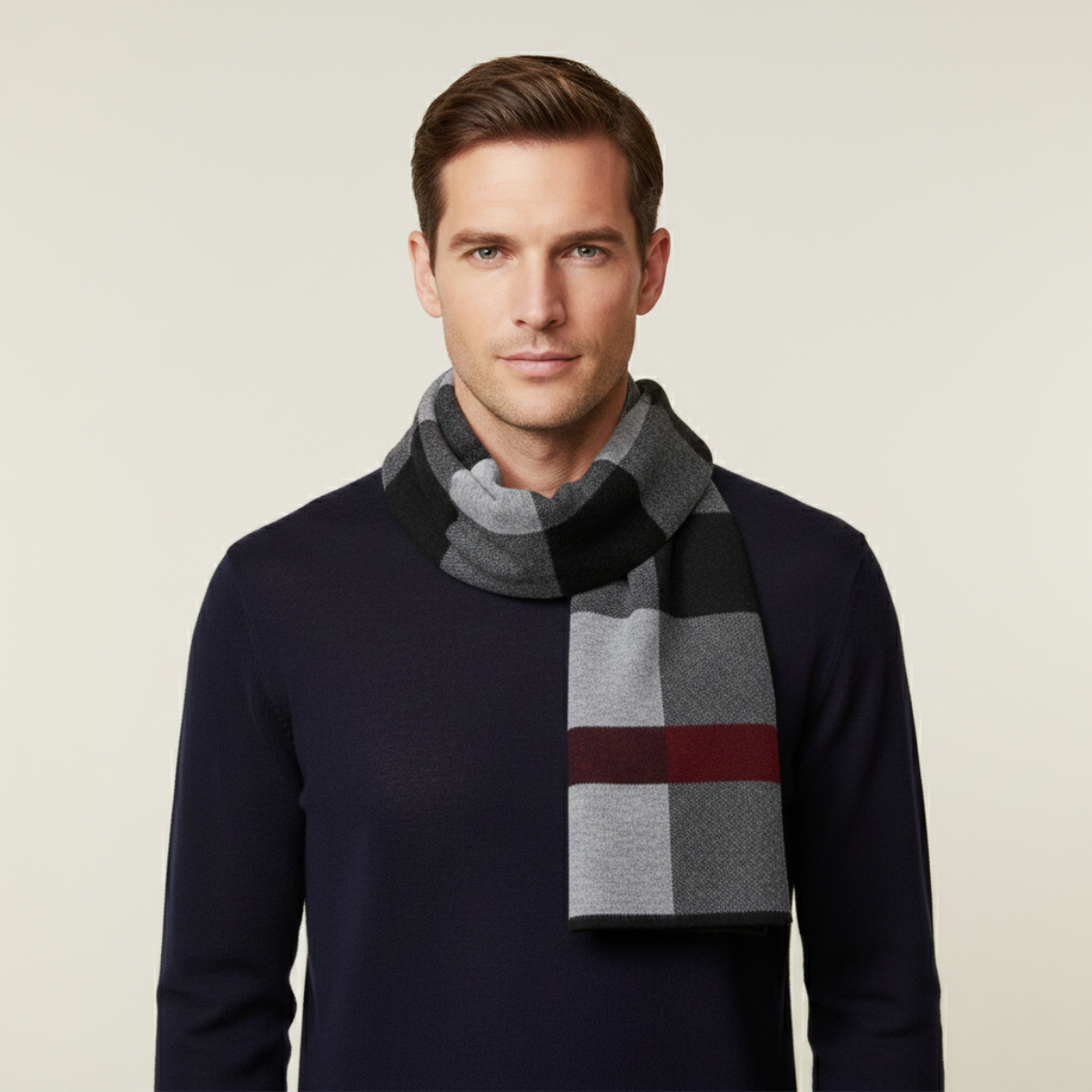 The Highgate Men's Classic Knit Plaid Scarf