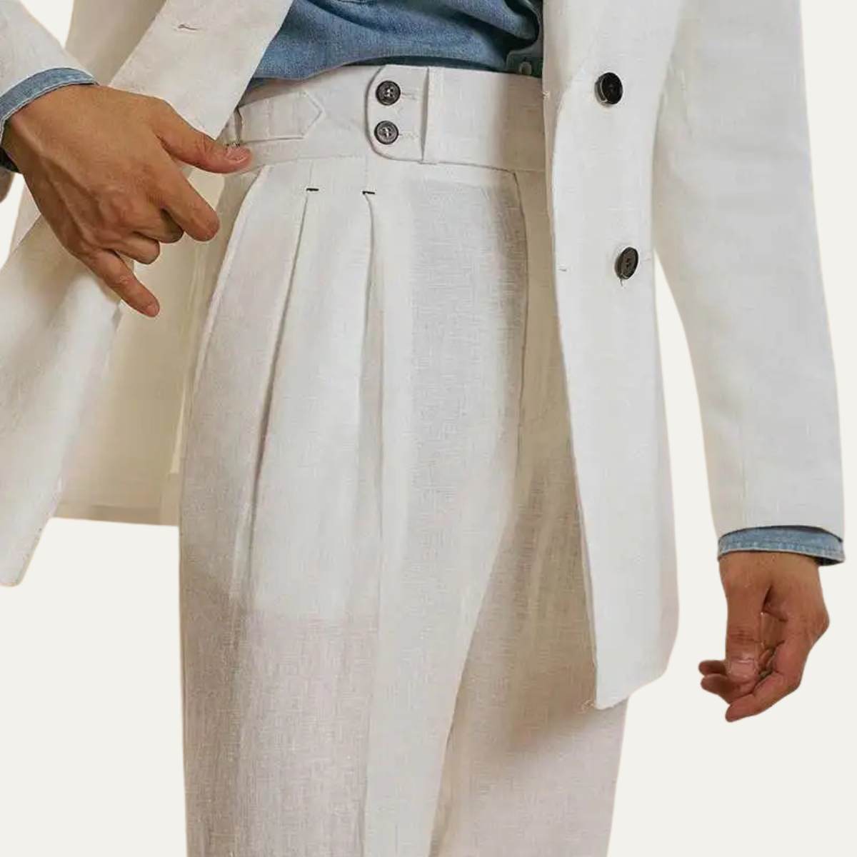 The Brianza Men’s Vintage High Waist Linen Dress Pants