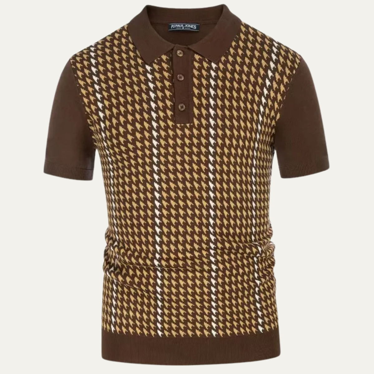 The Amarone Men’s Contrast Pattern Knit Polo Shirt