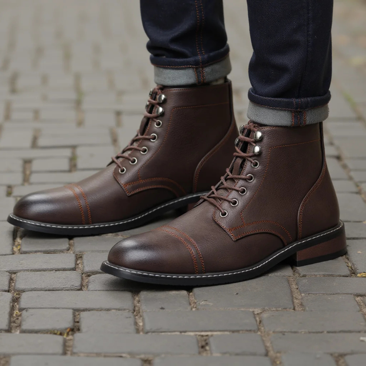 The Porto Cervo Men’s Durable Leather Lace Up Ankle Boots