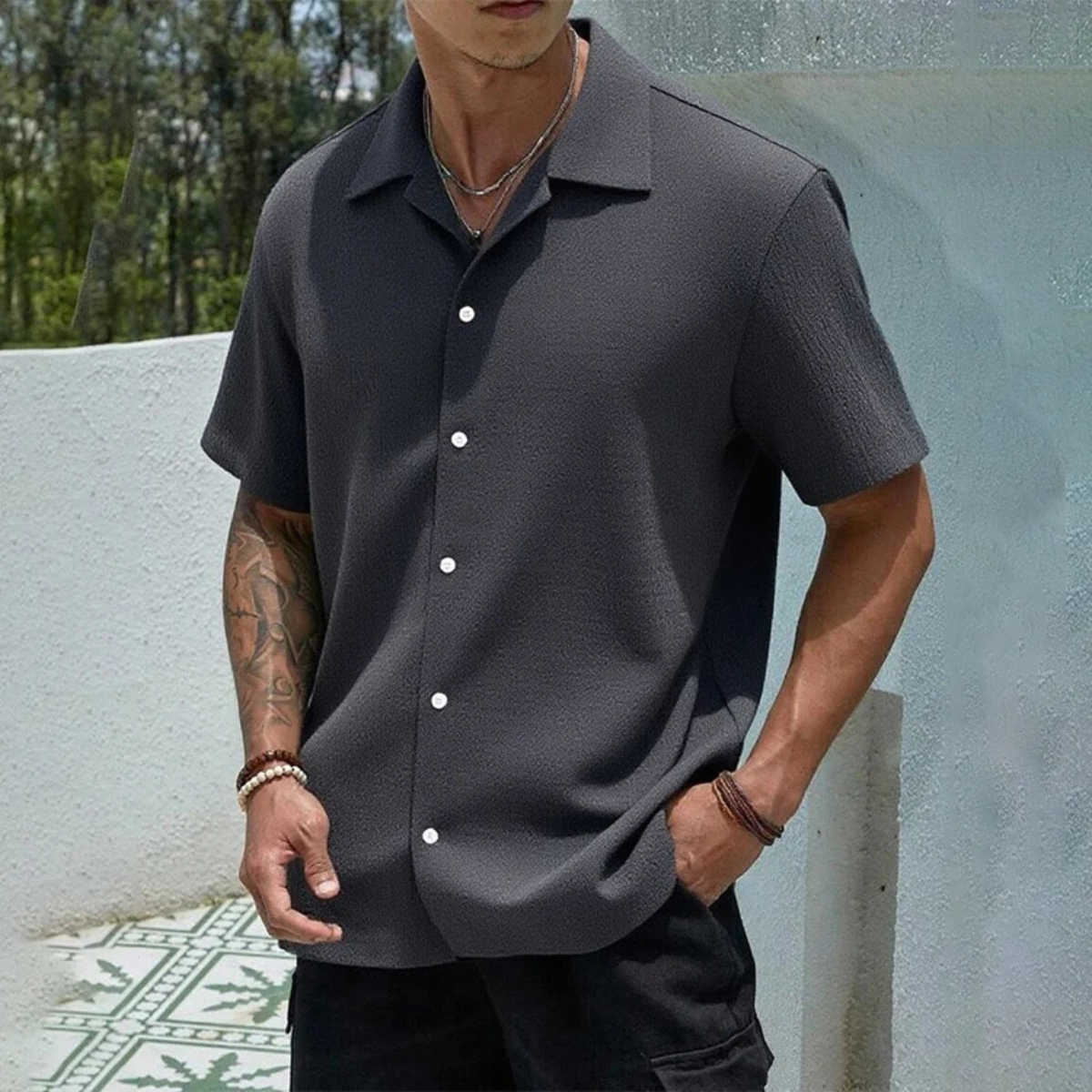 The Porta Romana Men’s Casual Streetwear Button-Up Shirt
