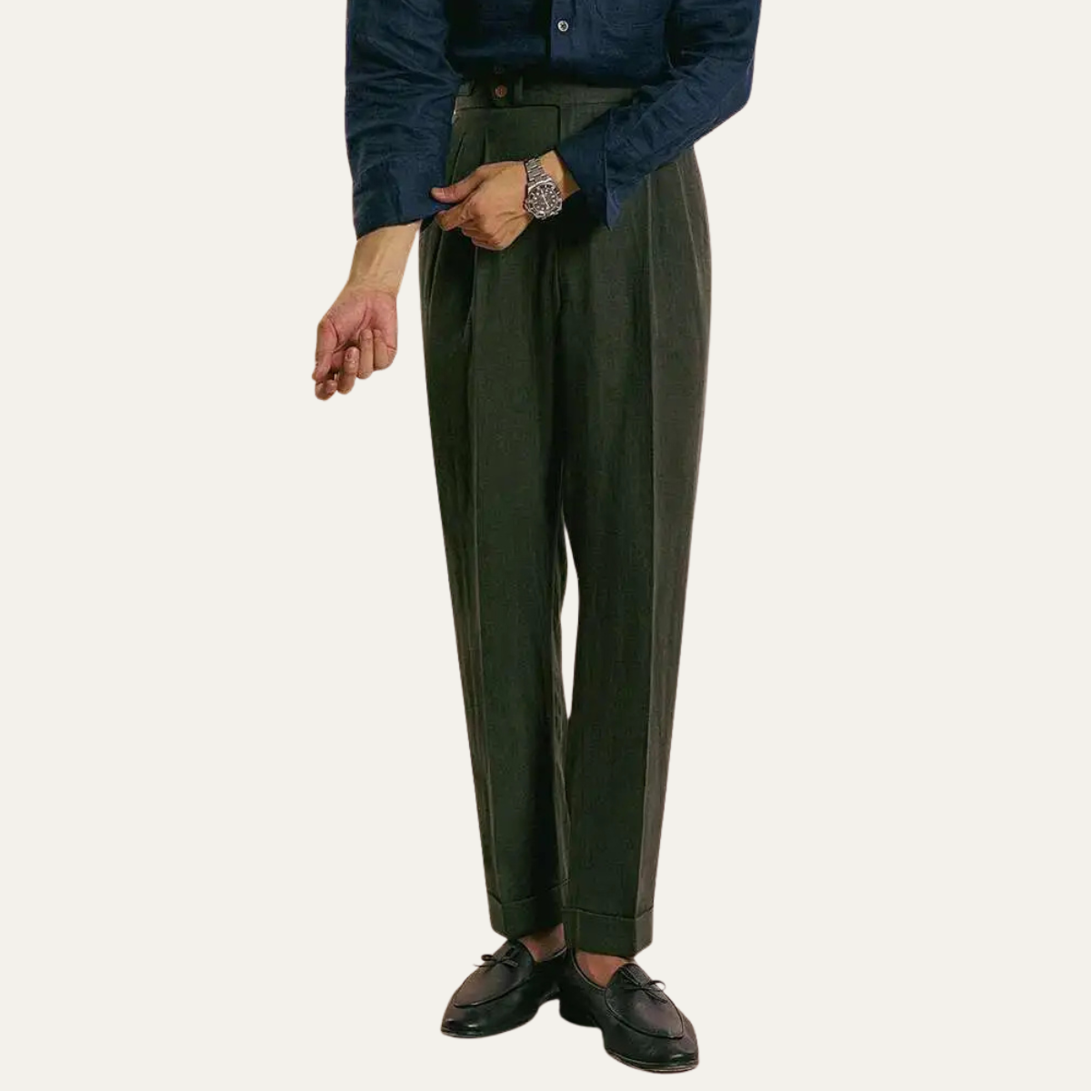 The Brianza Men’s Vintage High Waist Linen Dress Pants