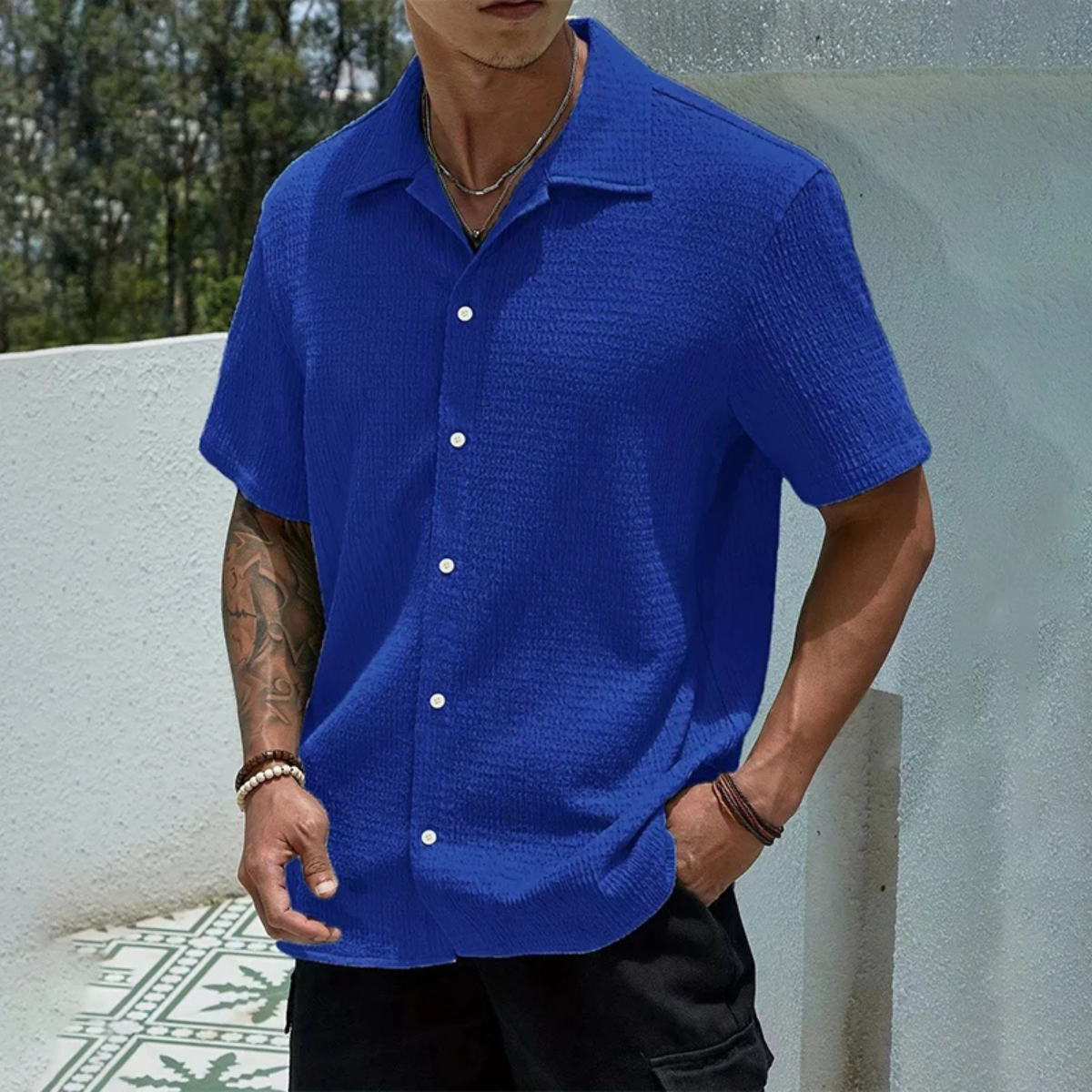 The Porta Romana Men’s Casual Streetwear Button-Up Shirt