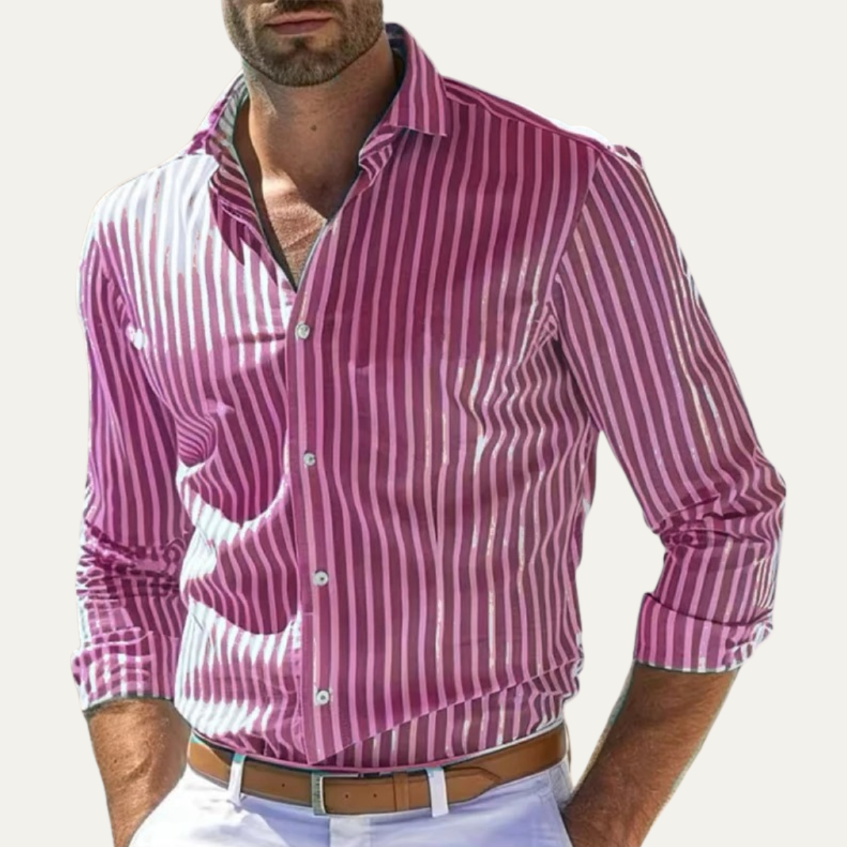 The Asheville Men’s Breathable Smart Fit Striped Linen Shirt