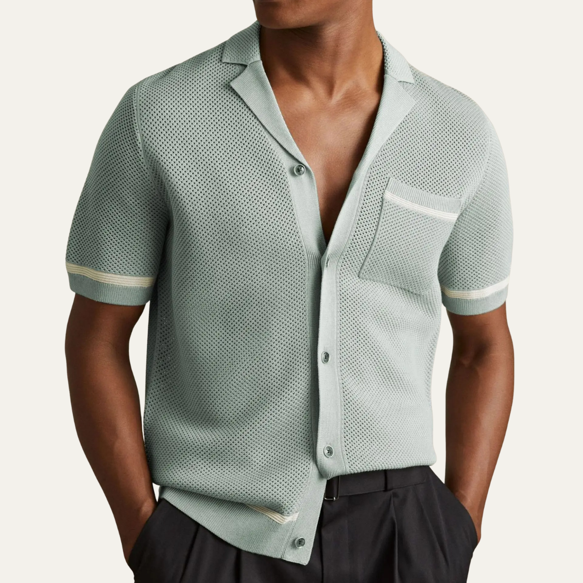 The Bassano Men’s Hollow Knit Casual Cardigan Shirt