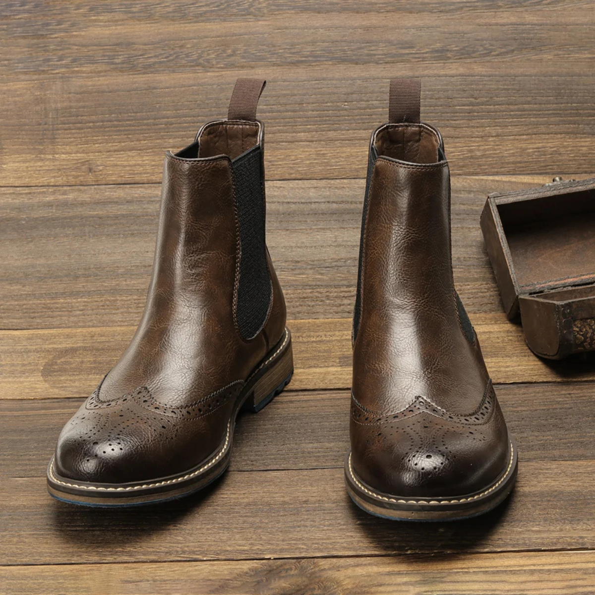 The Monopoli Men’s Classic Brogue Slip On Chelsea Boots