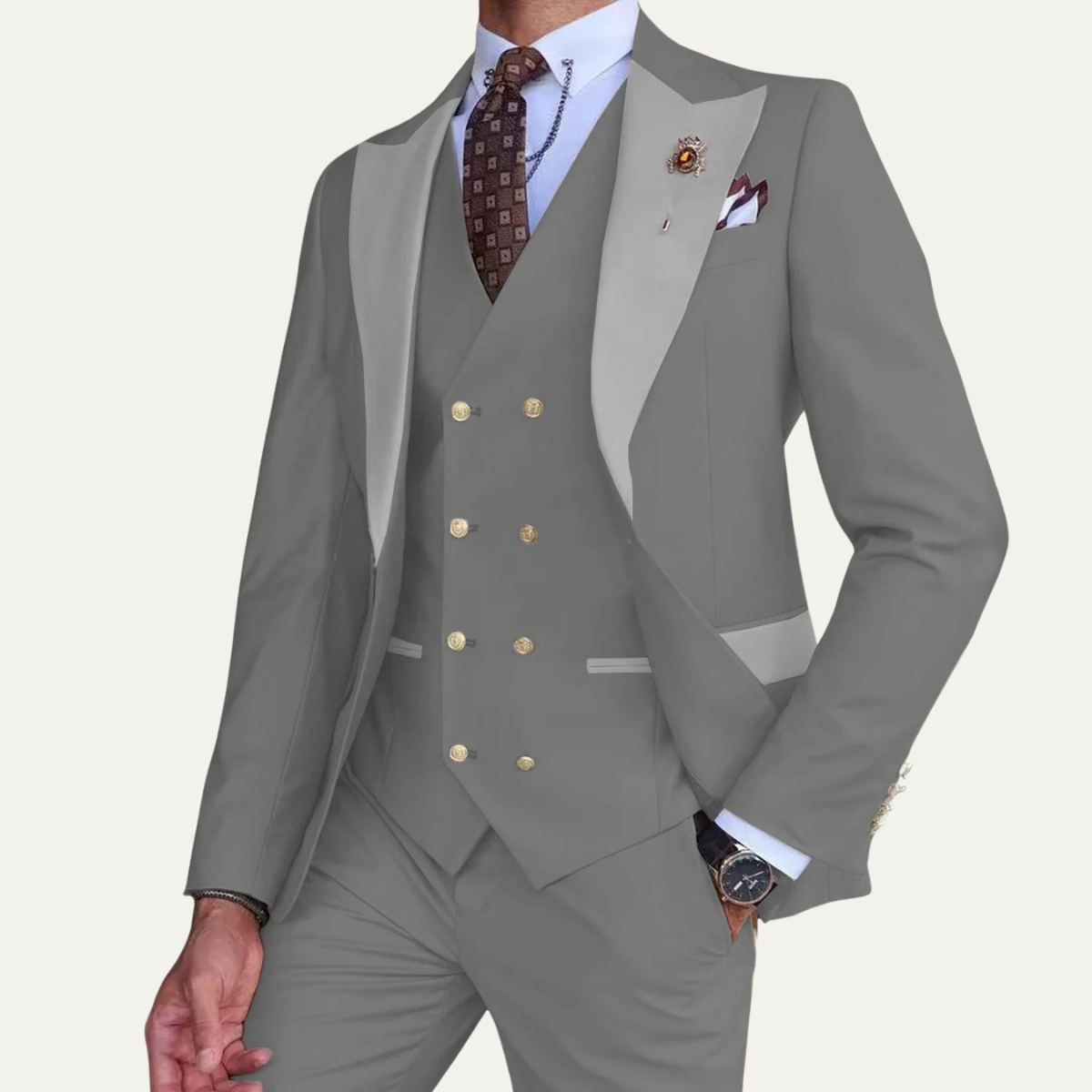 The Mantova Men’s Luxury 3 Piece Suit – Blazer Vest and Pants Formal Suit