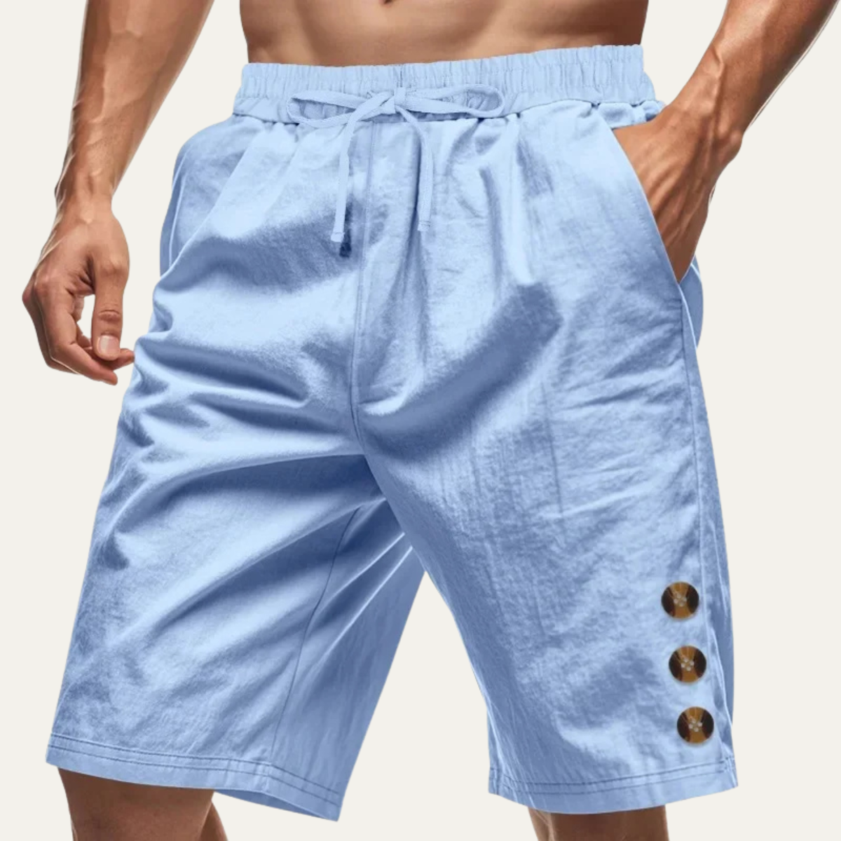 The Ashbury Men’s Casual Button Detail Drawstring Summer Shorts