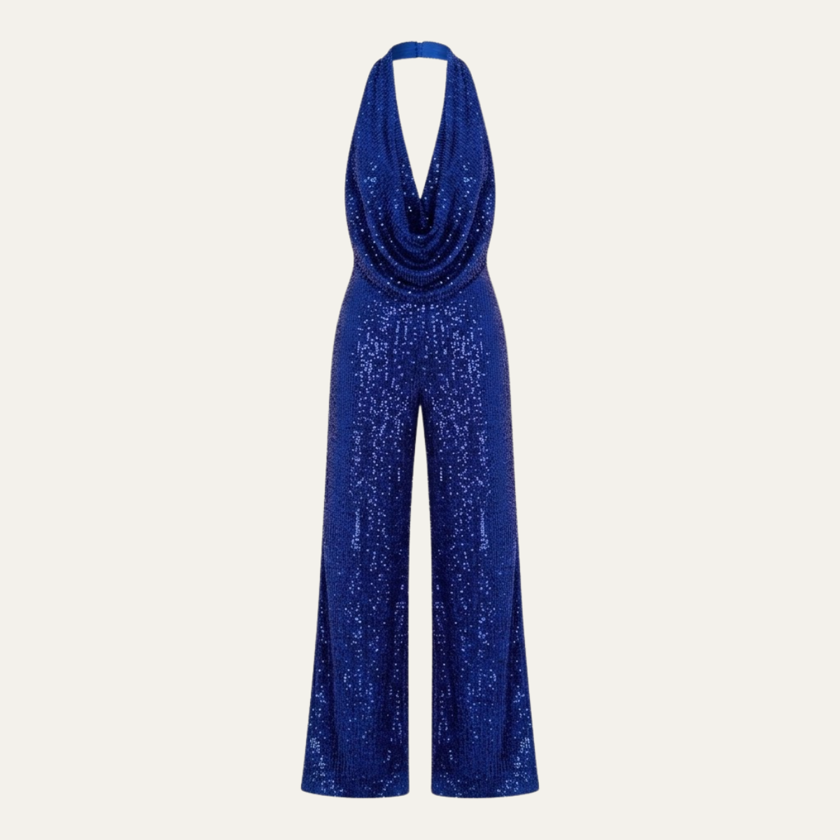 Women's Elegant Sequin Cowl Neck Wide Leg Jumpsuit