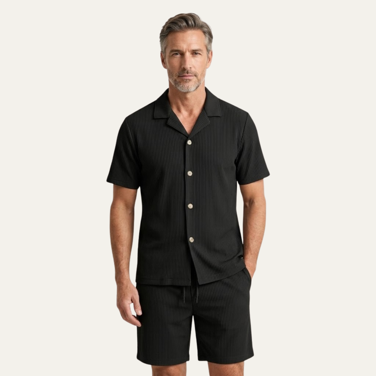 The Brookmill Men’s Ribbed Summer Set – Shirt & Shorts