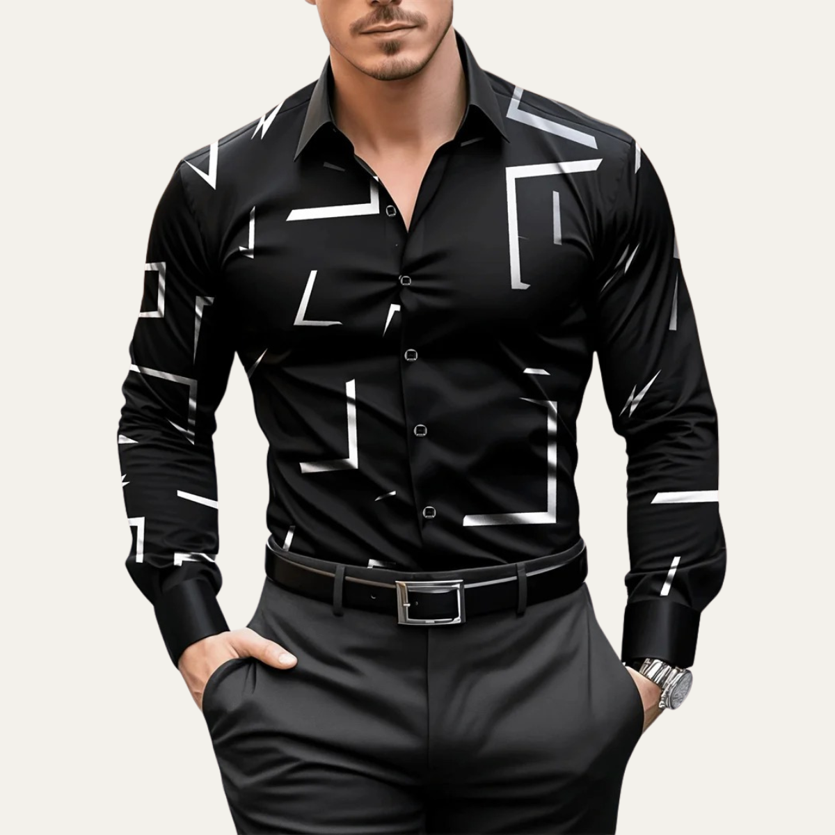 The Livorno Men’s Western Style Shirt Cowboy Print Trendy Shirt