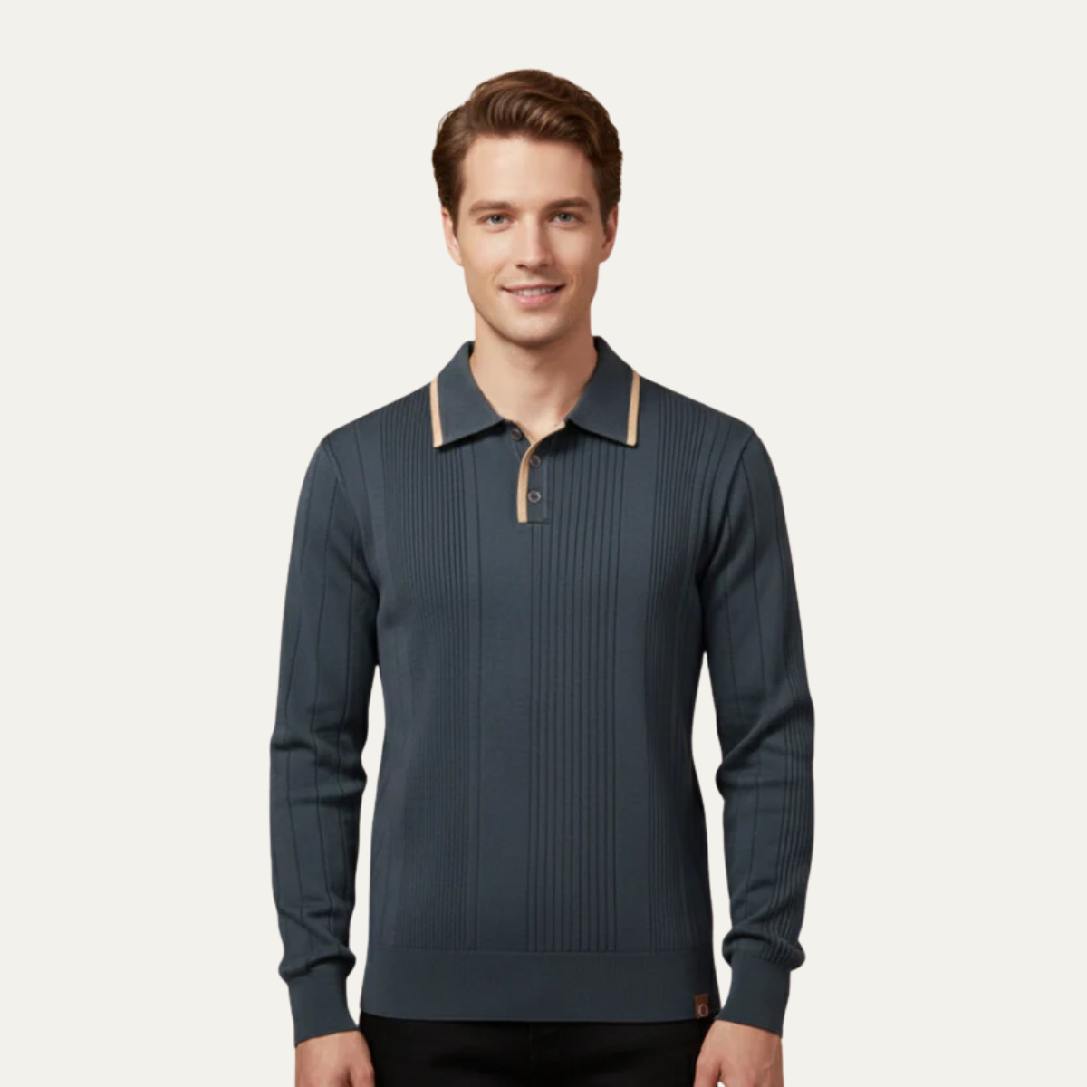 Men’s Ribbed Knit Polo Sweater