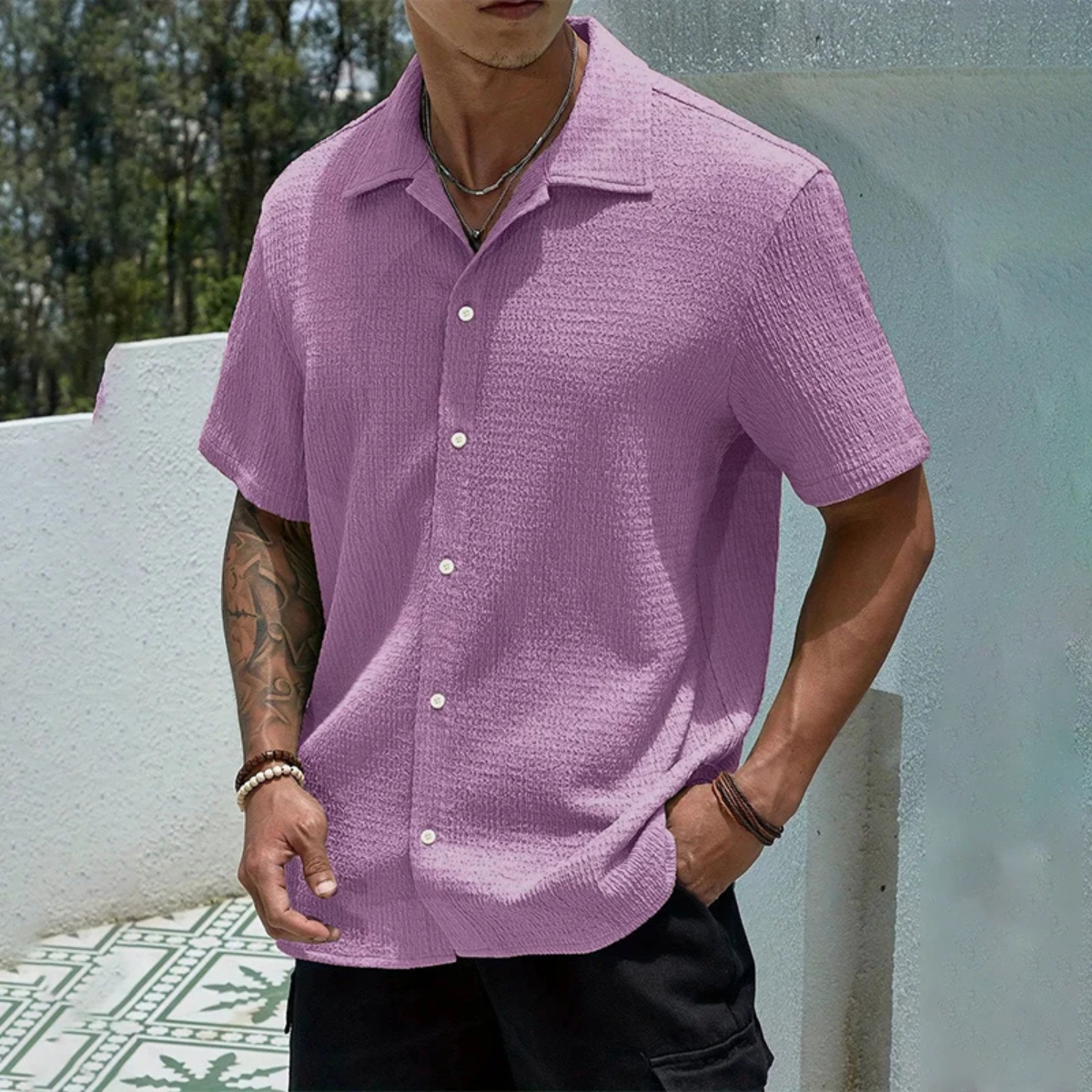 The Porta Venezia Men’s Lightweight Streetwear Button-Up Shirt