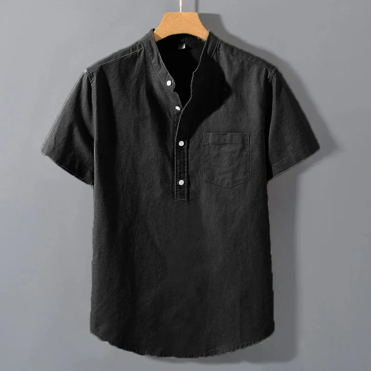 The Assisi Men’s Cotton Stand Collar Henley Shirt