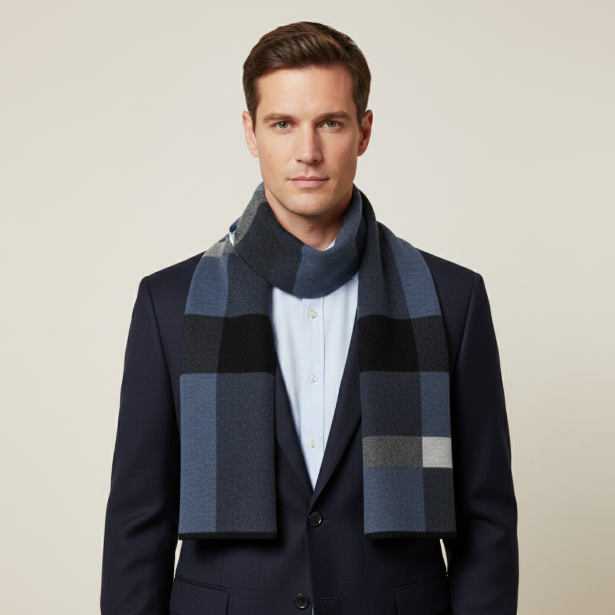 The Highgate Men's Classic Knit Plaid Scarf
