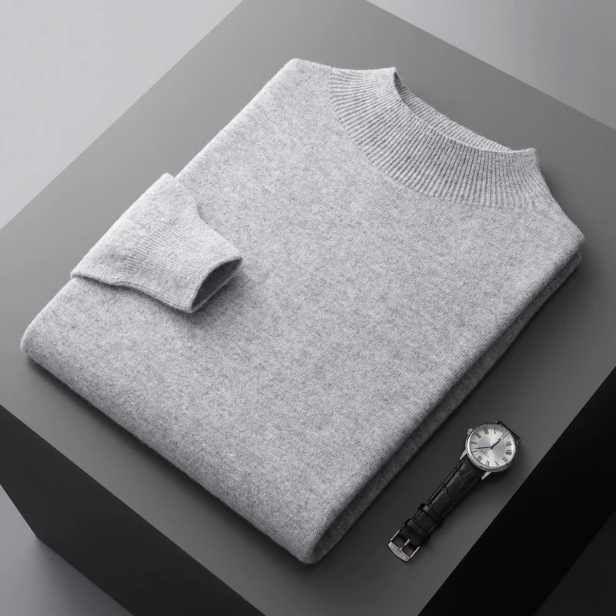 The Taranto Men’s Plain Mock Neck Knit Sweater
