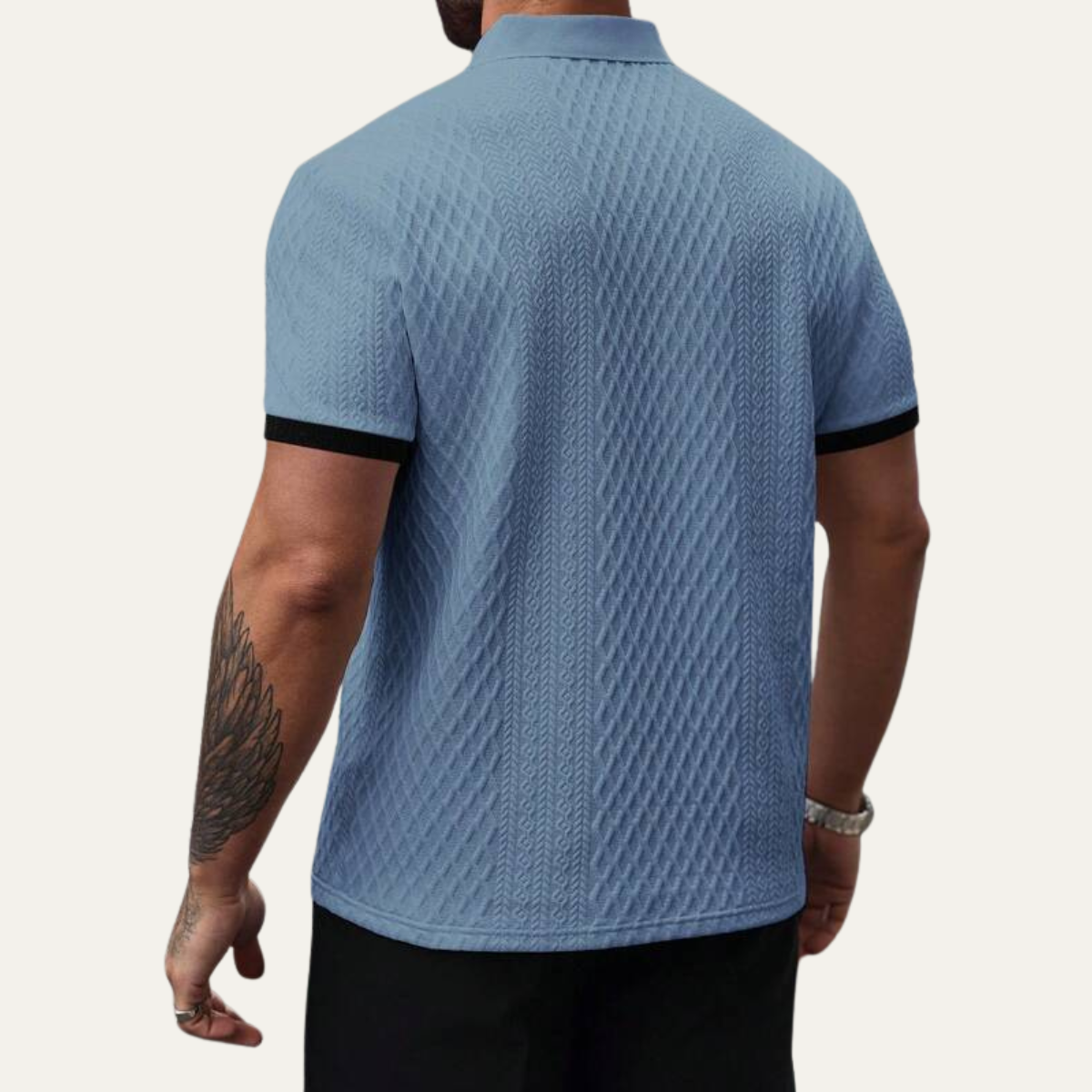 The Brookside Park Men’s Classic Textured Polo Shirt with Contrast Collar