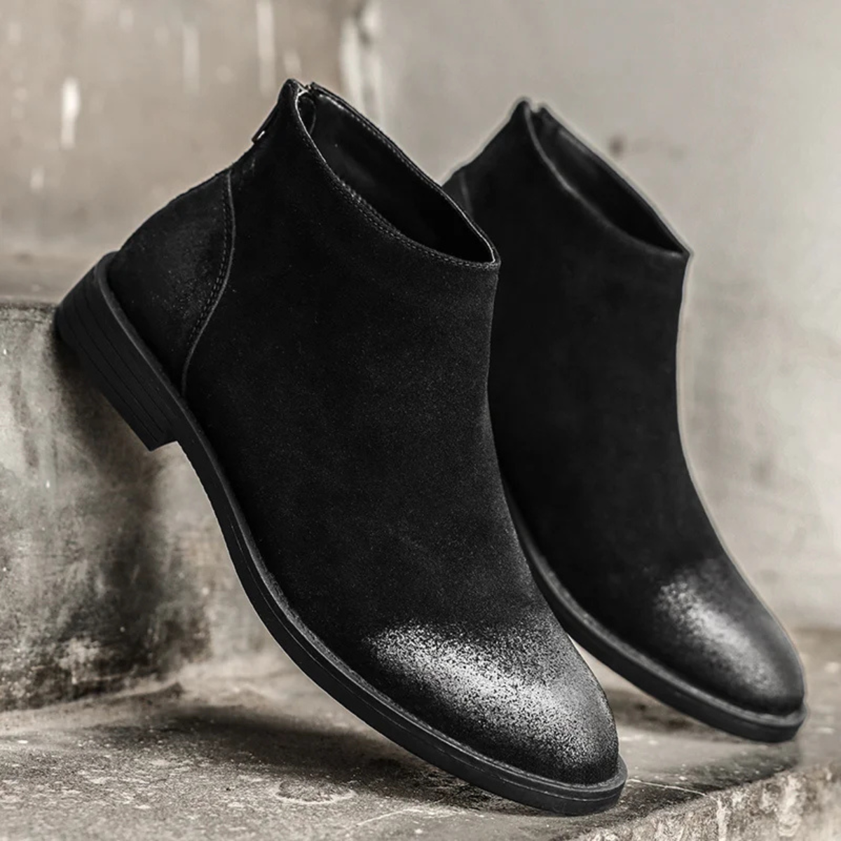 The Stonebridge Men’s Vintage Leather Suede Chelsea Boots with Zipper
