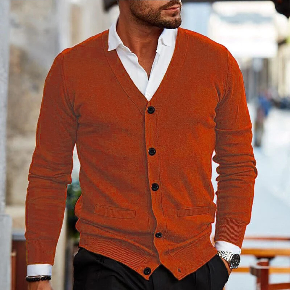 The Porto Cervo Men’s V Neck Lightweight Knit Cardigan