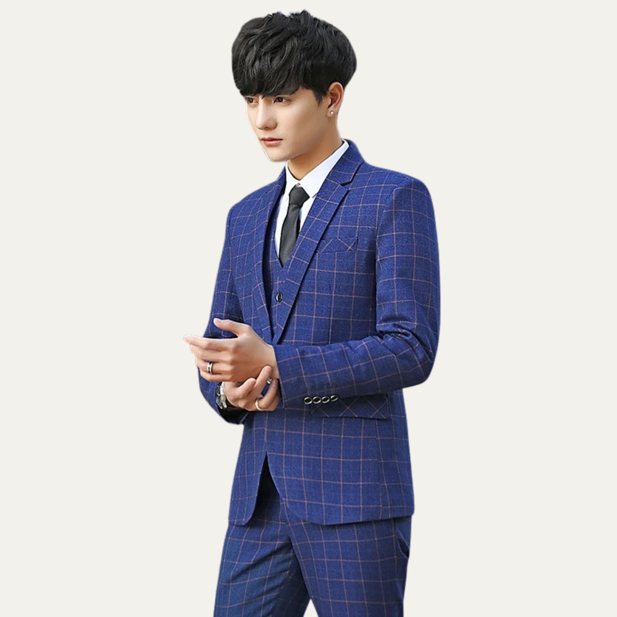 The Padova Men’s Plaid 3 Piece Suit – Slim Fit Blazer Vest and Pants
