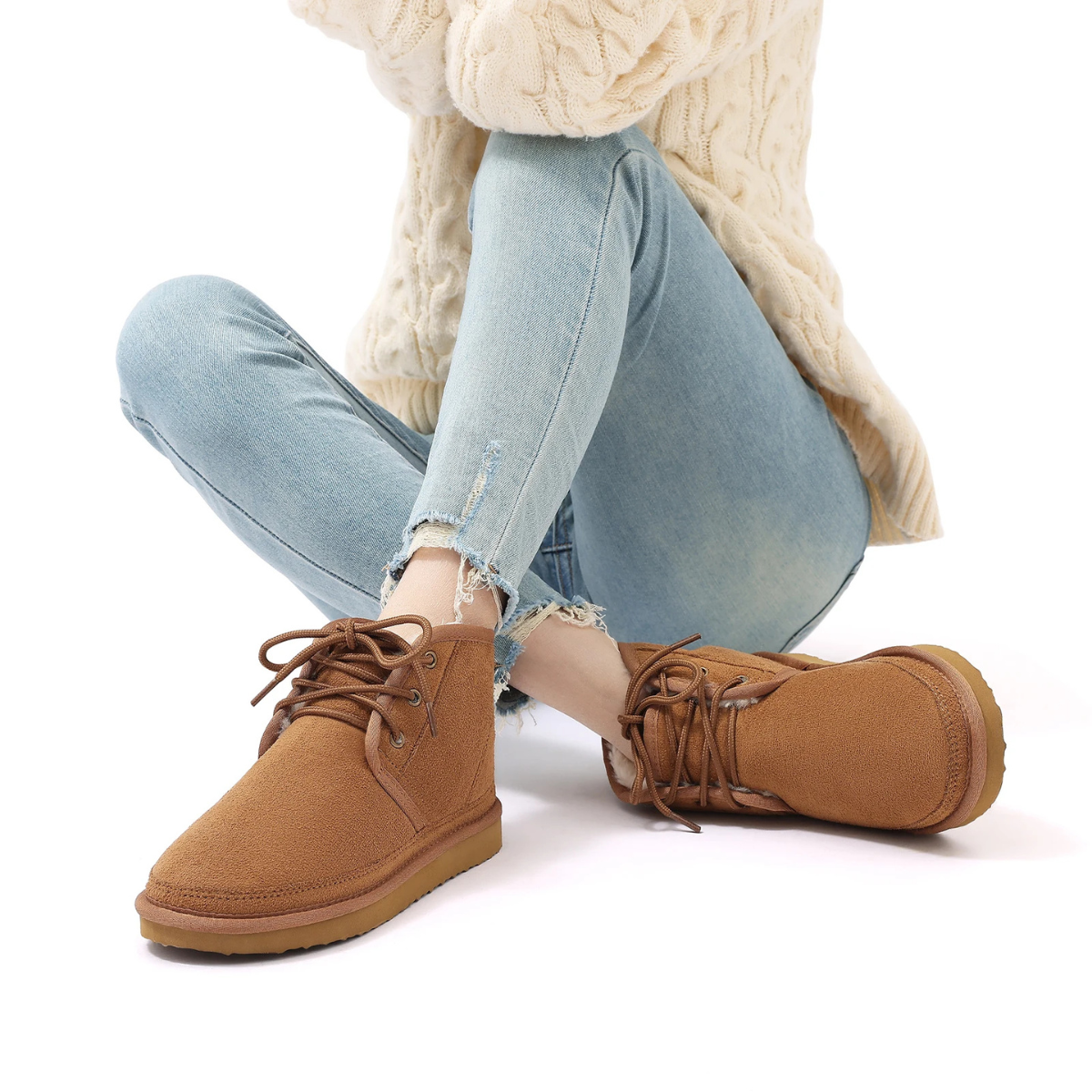 The Ridgefall Men's Cozy Suede Warm Fur Lined Non Slip Snow Boots