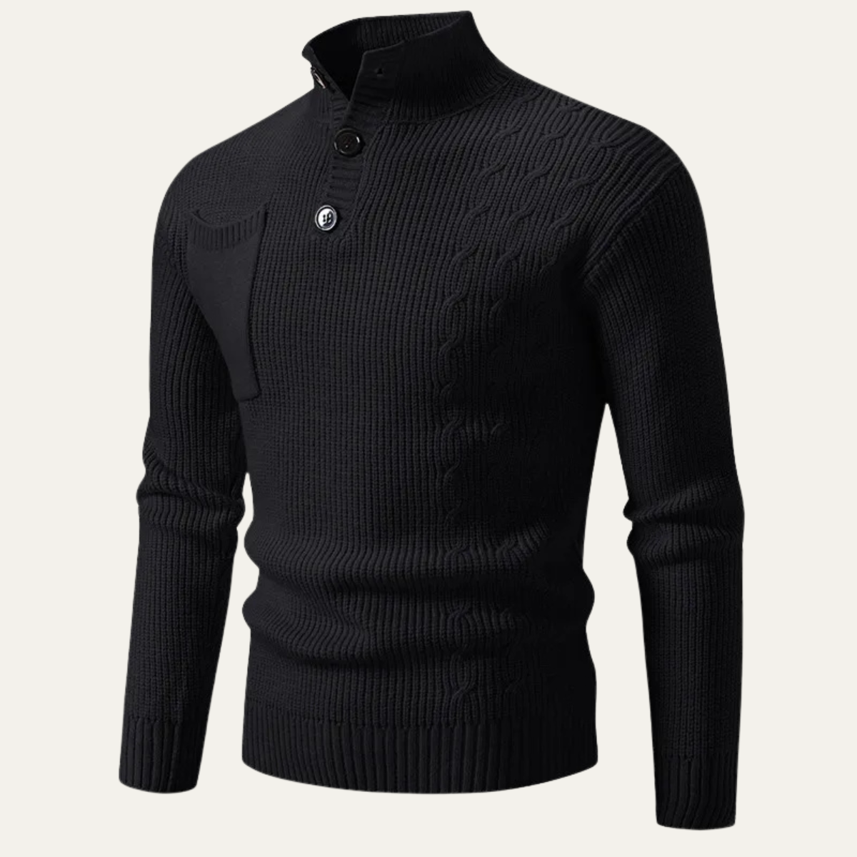 The Alberobello Men’s Winter Stand Collar Knitted Sweater with Buttons