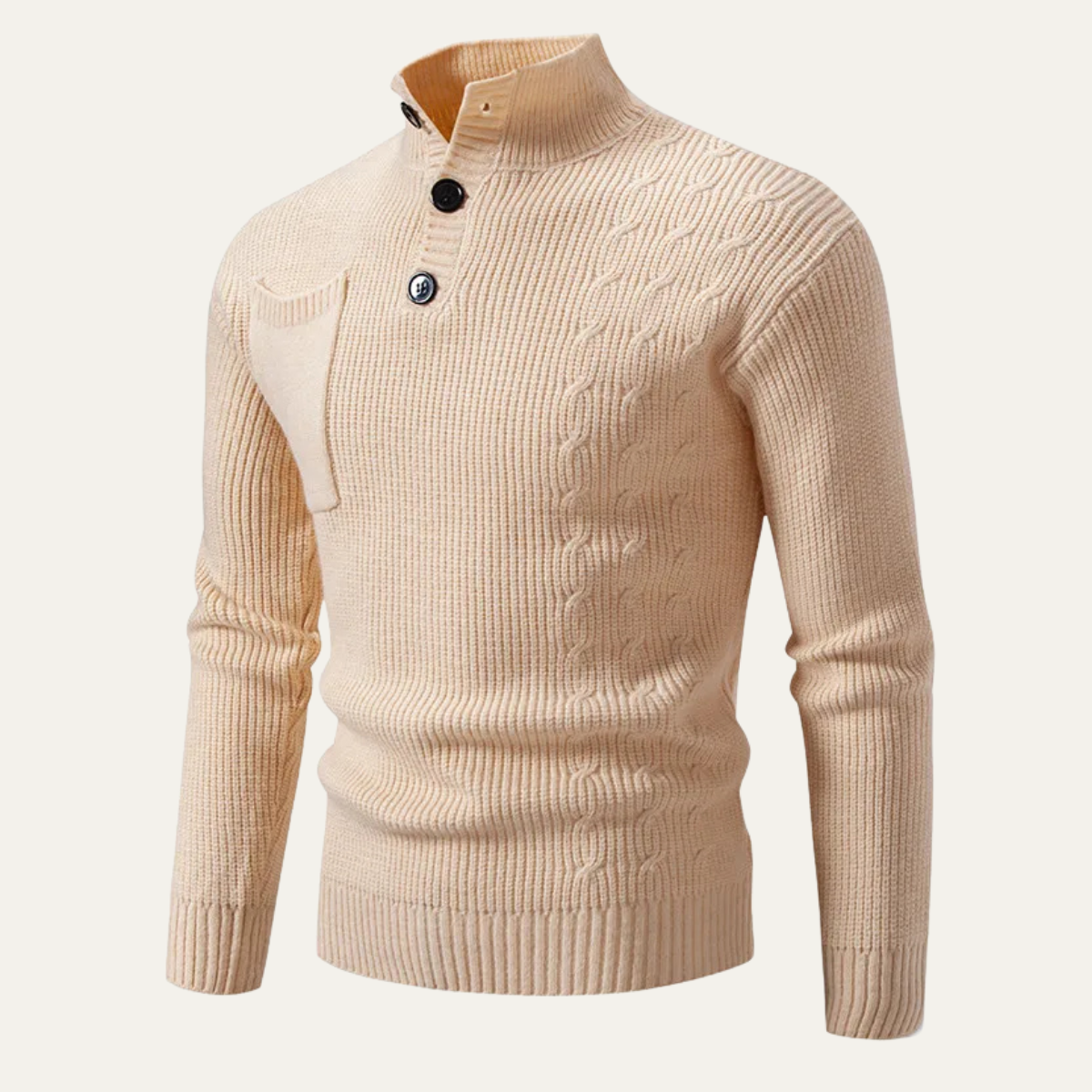 The Alberobello Men’s Winter Stand Collar Knitted Sweater with Buttons