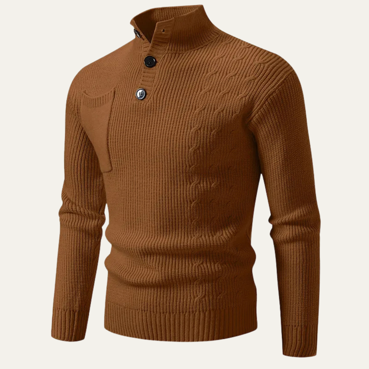 The Alberobello Men’s Winter Stand Collar Knitted Sweater with Buttons