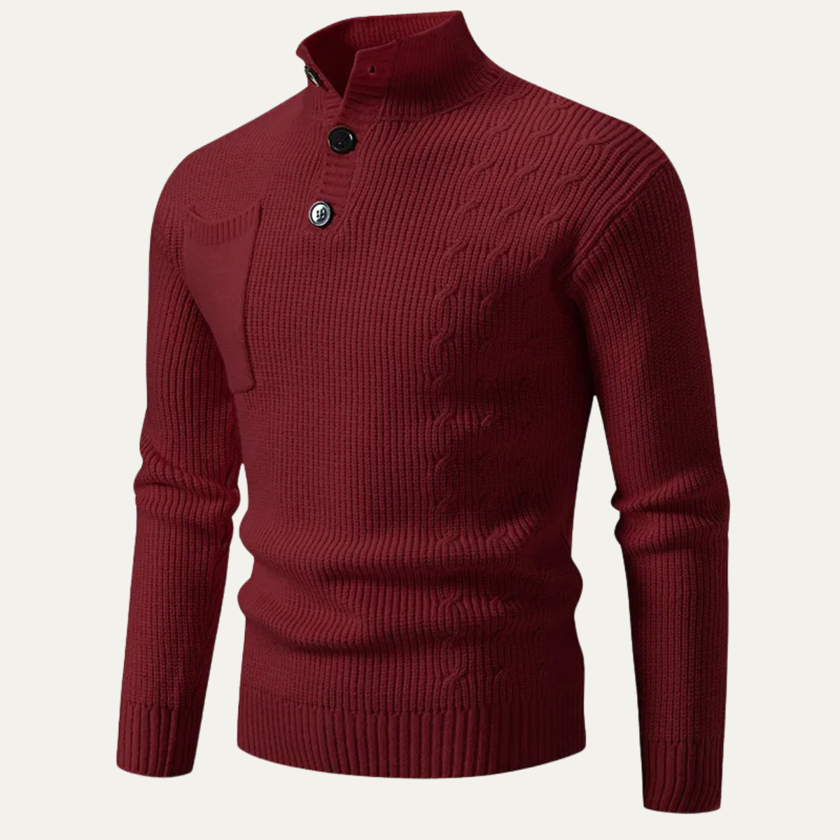 The Alberobello Men’s Winter Stand Collar Knitted Sweater with Buttons