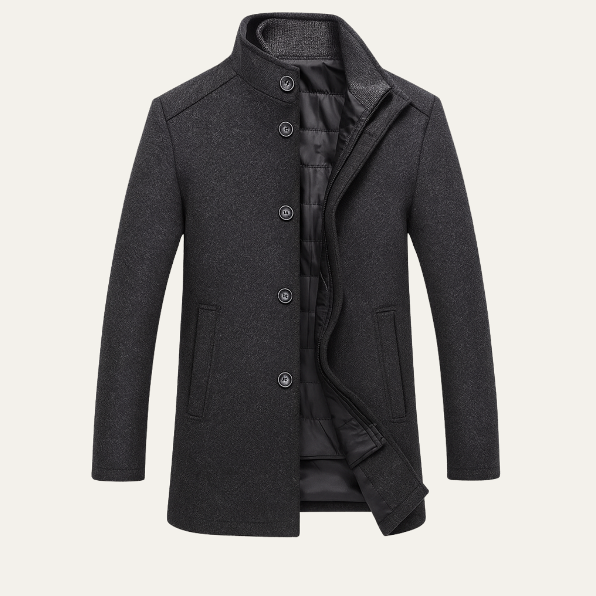 The Aldeburgh Men's Wool Blend Button Up Coat with Warm Lining